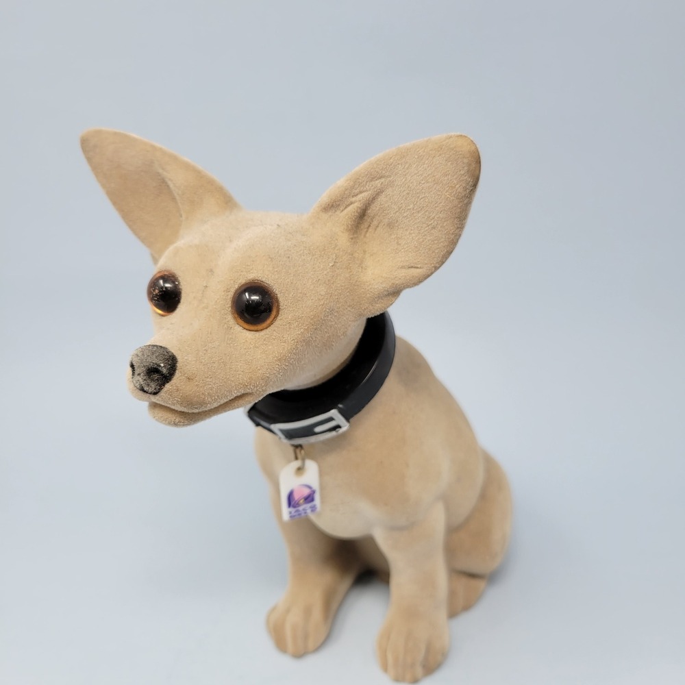 Vintage 1998 Taco Bell Chihuahua Bobblehead Dog Figurine Flocked Tan 7.5"